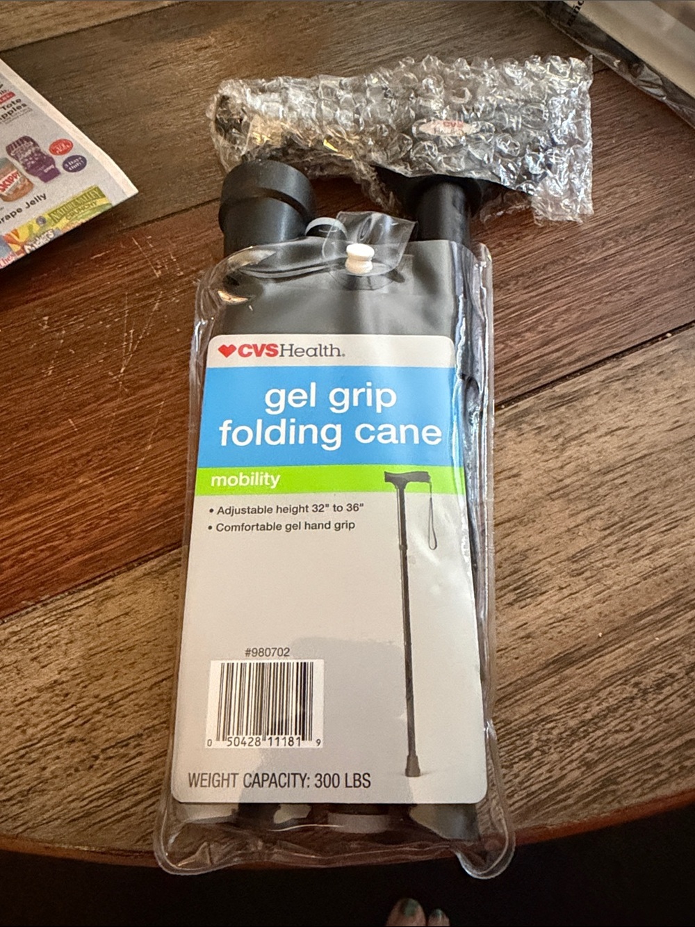 Gel grip folding cane